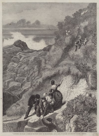 Reuniendo los Rebaños, una Escena en la Costa de Gales de James Sant