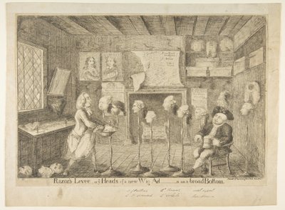 Razors Levée, o Ye Heads of a New Wig Ad[ministration] on a Broad Bottom, 21 de abril de 1783 de James Sayers