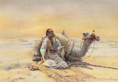 Oración en el desierto (litografía en color) de James Shaw Crompton