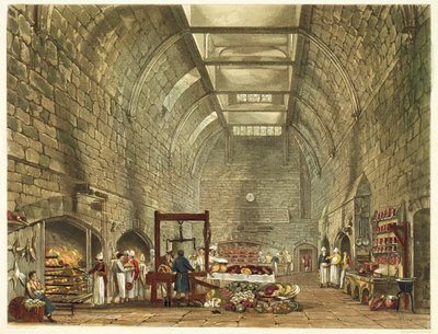 Cocina antigua, Castillo de Windsor, grabado por William James Bennett de 