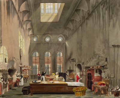 Cocina, Palacio de St. James, grabado por William James Bennett de 