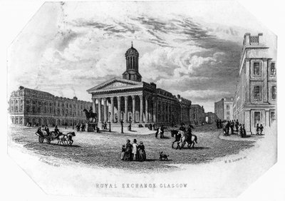 La Bolsa Real, Glasgow, grabado por William Home Lizars de James Stewart