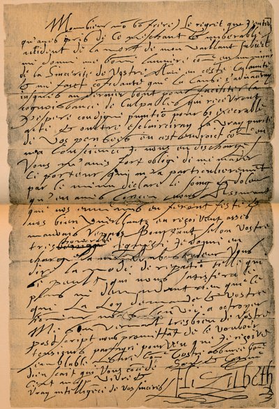 Carta de la Reina Isabel I 1533-1603 al Rey Jacobo VI 1566-1625 de James Stillie