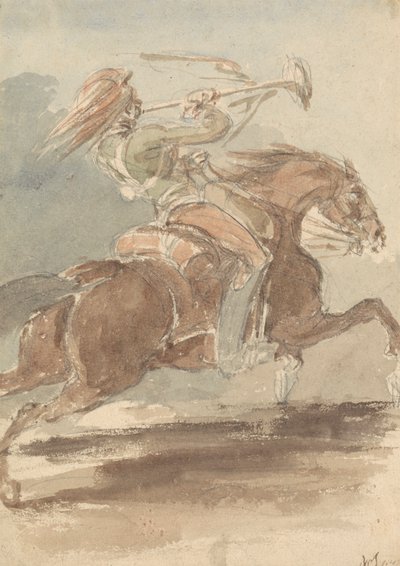 Trompetista a caballo al galope de James Stuart