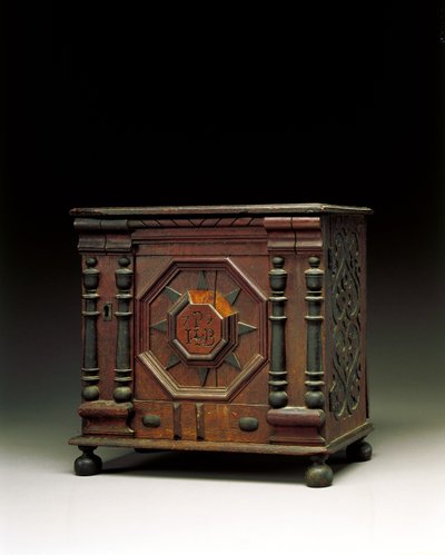 El gabinete de valores tallado y aplicado de Joseph y Bathsheba Pope, Salem, Massachusetts, 1679 de James Symonds