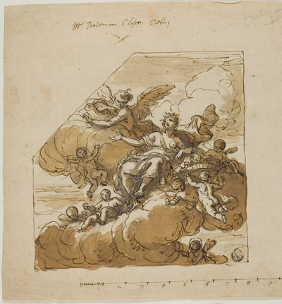 Diseño de Flora para el Techo del Armario (izquierda) y Diseño de la Estatua de Apolo para el Nicho Vacío (derecha), para la Casa Bateman, Londres de James Thornhill