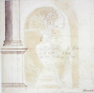 Boceto de un pilar y estatua de James Thornhill
