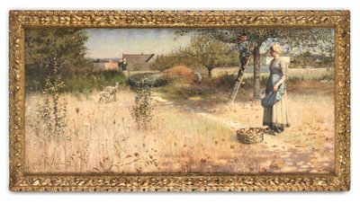 La cosecha de manzanas, Barbizon (Óleo sobre lienzo) de James Thwaite Irving