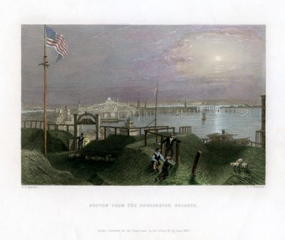 Boston visto desde Dorchester Heights, EE.UU., 1838 de James Tibbitts Willmore