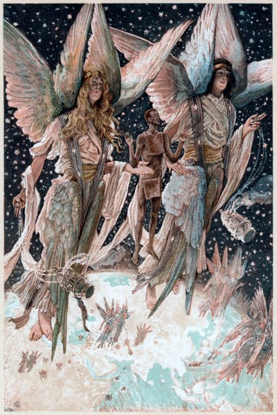 Alma del ladrón penitente llevada al Paraíso por ángeles con incensarios ardientes, 1897 de James Tissot