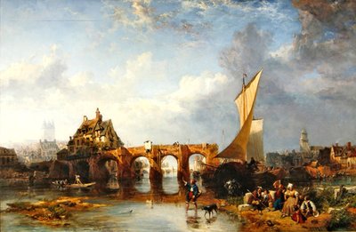 El Puente des Treilles en el río Maine en Angers de James Vivien de Fleury