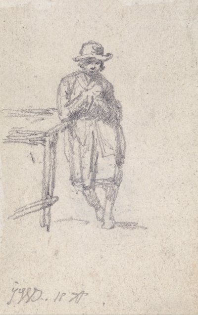 Un niño apoyado en una mesa de James Ward