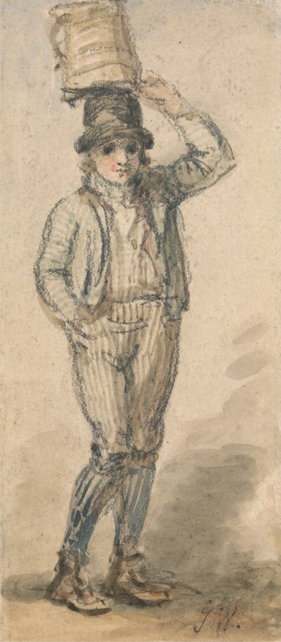 Niño con un cubo en la cabeza de James Ward