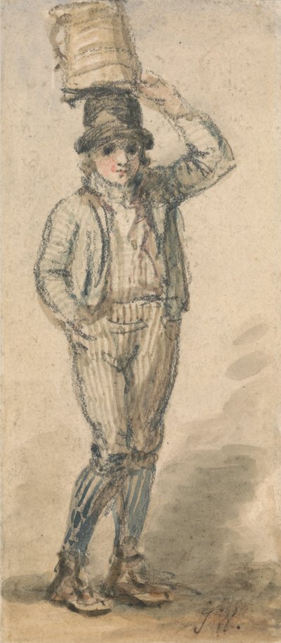 Niño con un cubo en la cabeza de James Ward