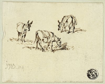 Caballos y mulas pastando de James Ward