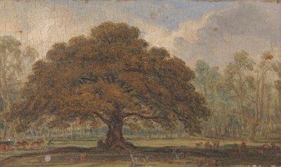 Paisaje con ciervos bajo "El roble de los mendigos", Parque de Dagot... de James Ward