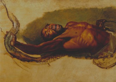 Hombre luchando con una Boa Constrictor, estudio para "Serpiente Liboya apresando a su presa" de James Ward