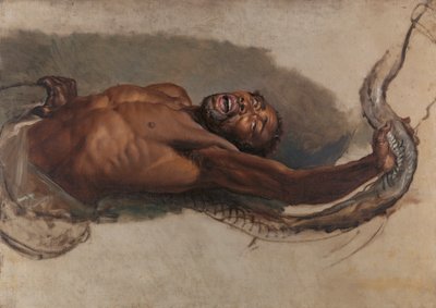 Hombre luchando con una boa constrictor, estudio para "La serpiente liboya apresando a su presa" de James Ward