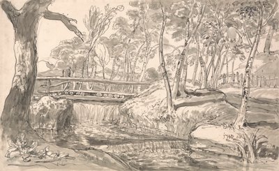 Paisaje fluvial con cascada de James Ward