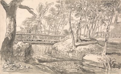 Paisaje fluvial con cascada de James Ward