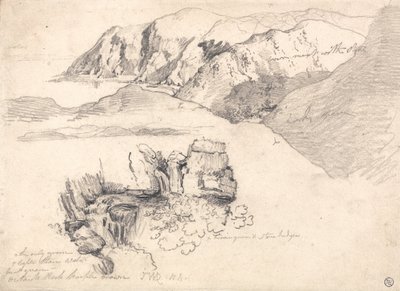 Estudios de una costa accidentada y una cascada rocosa de James Ward