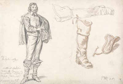 Estudios de una figura de pie y una bota, 1825 de James Ward