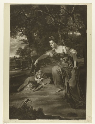Retrato de Elizabeth Montagu y su hijo George como Diana y Cupido de James Watson (prentmaker)