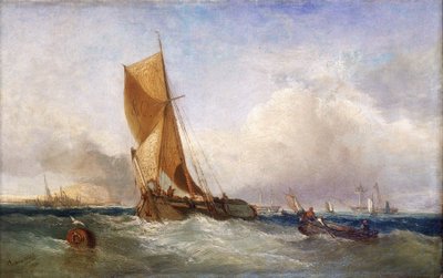 Un velero del Támesis (Inglaterra), para el transporte y el comercio a lo largo del río y en la costa este. Óleo sobre lienzo de James Webb