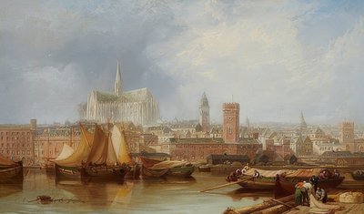 Vista de Colonia con la catedral inacabada de James Webb