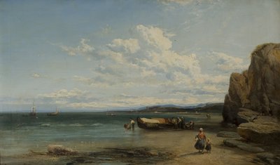 Escena costera con barcos, 1863 de James Webb