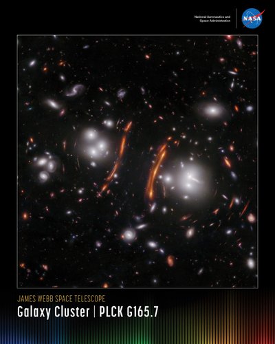 Cúmulo de galaxias PLCK G165.7 - Mini póster de James Webb Space Telescope (NASA)