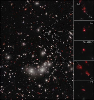 Protocúmulo de galaxias (imagen NIRCam) de James Webb Space Telescope (NASA)