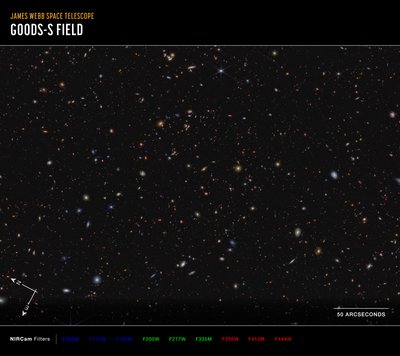 JWST Advanced Deep Extragalactic Survey (Imagen de brújula NIRCam) de James Webb Space Telescope (NASA)