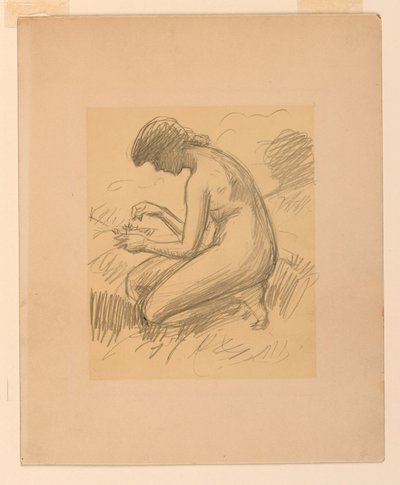 Desnudo femenino agachado de James Wells Champney