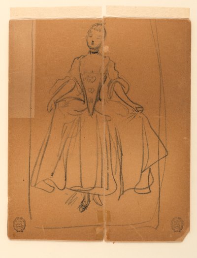 Boceto de mujer con traje de época de James Wells Champney