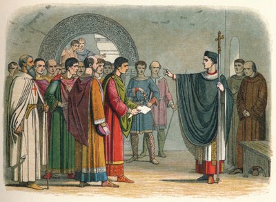 Becket prohíbe al Conde de Leicester dictar sentencia sobre él, 1162, 1864 de James William Edmund Doyle