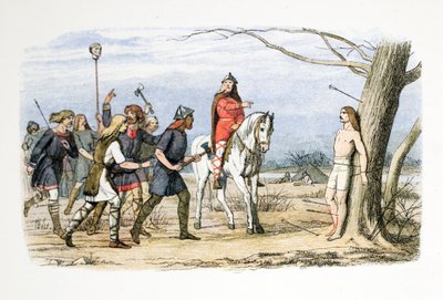 Edmund, Rey de Anglia Oriental, asesinado por los Daneses, 20 de noviembre de 869 d.C., de Una Crónica de Inglaterra BC 55 a AD 1485, pub. Londres, 1863 de James William Edmund Doyle