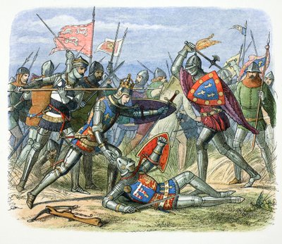Enrique V de Inglaterra atacado por el Duque de Alençon en la Batalla de Agincourt, 1415 de James William Edmund Doyle