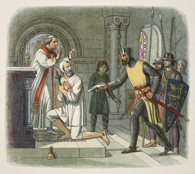 Hubert sacado del santuario en Boisars, 1232, de Una crónica de Inglaterra BC 55 a AD 1485, pub. Londres, 1863 de James William Edmund Doyle