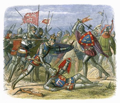 El rey Enrique V atacado por el duque de Alençon en la batalla de Agincourt de James William Edmund Doyle