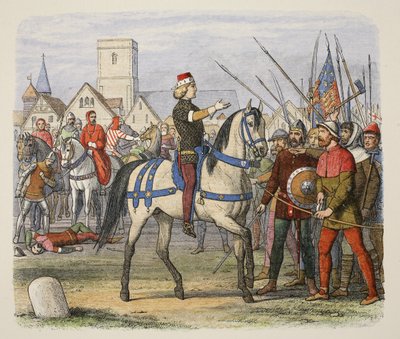 Ricardo asume el mando de los rebeldes en la Revuelta de los Campesinos, de Una Crónica de Inglaterra BC 55 a AD 1485, pub. Londres de James William Edmund Doyle
