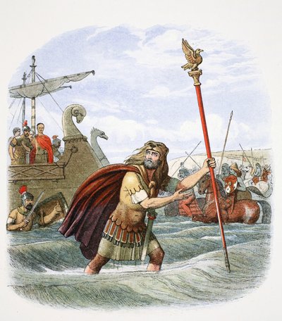 El abanderado romano de la 10ª legión desembarcando en Britania, 55 a.C., 1864 de James William Edmund Doyle