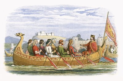 La barcaza de Edgar tripulada por ocho reyes en el Dee de James William Edmund Doyle