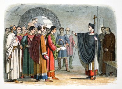Tomás Becket prohíbe al Conde de Leicester dictar sentencia sobre él, 1162 1864 de James William Edmund Doyle