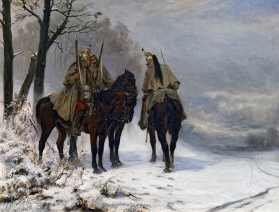 Patrulla de dragones en el campo en 1870, c.1890 de James William Walker