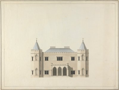Cinco diseños para una casa de estilo gótico: Alzado de James Wyatt
