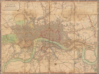 Nuevo mapa de Londres de Laurie y Whittle con sus alrededores, etc. Incluyendo las mejoras recientes de James and Laurie Robert  Whittle