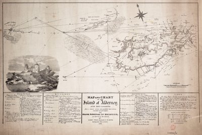 Mapa y carta de la isla de Alderney y los cofres de James the Younger Wyld