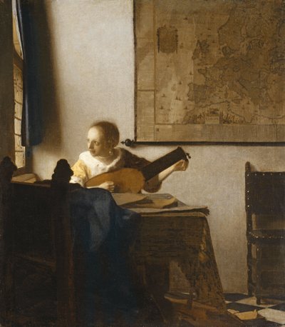 Mujer con laúd, c.1662-1663 de Johannes Vermeer