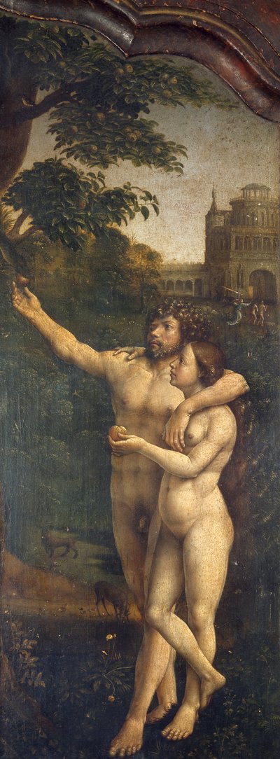Adán y Eva, panel lateral trasero del Tríptico de Malvern de Jan (c.1472 c.1533) Gossaert